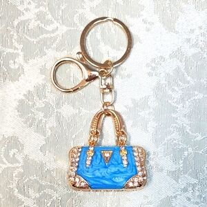 **HALF PRICE**Chic Blue & Gold Metal Handbag Keychain!